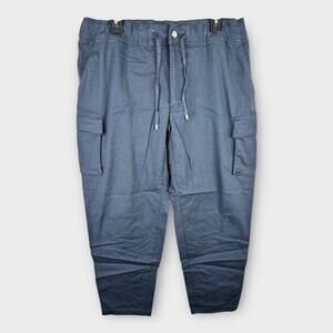 LL Bean Womens size Large 28 Inseam Cargo Trail Pants 517176 Blue